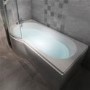 Modern Left Hand 1675 x 850 P-Shaped Shower Bath including Front Panel and 6mm Glass Curved Screen with Towel Rail