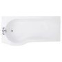 Modern Left Hand 1675 x 850 P-Shaped Shower Bath including Front Panel and 6mm Glass Curved Screen with Towel Rail