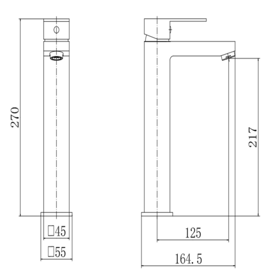 Tall Chrome Mono Basin Mixer Tap - Cube