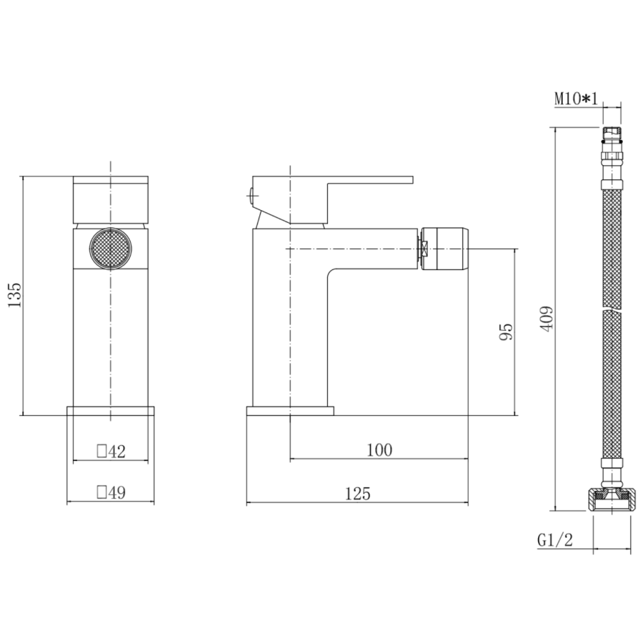 Bidet Mixer Tap - Cube
