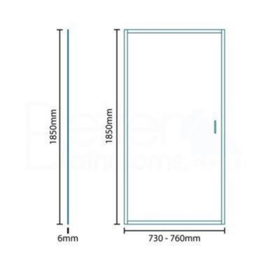 Pivot Shower Door 760mm - 6mm Glass - Aqualine Range