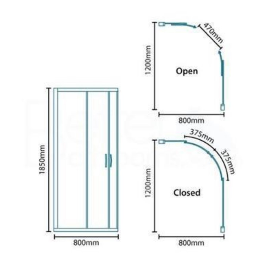 1200 x 800mm Offset Sliding Door Quadrant Shower Enclosure - Aqualine