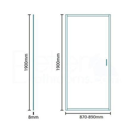 GRADE A2 - Hinged Shower Door 900mm - 8mm Glass - Aquafloe Iris Range