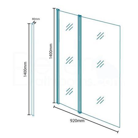 Straight Hinged Double Bath Shower Screen H1400 x W940mm