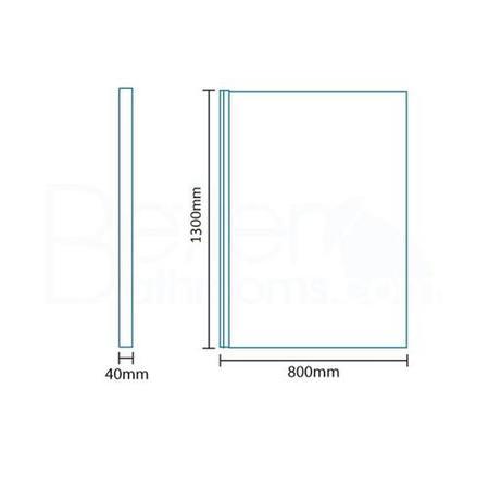 Straight Hinged Bath Shower Screen - H1300 x W800mm