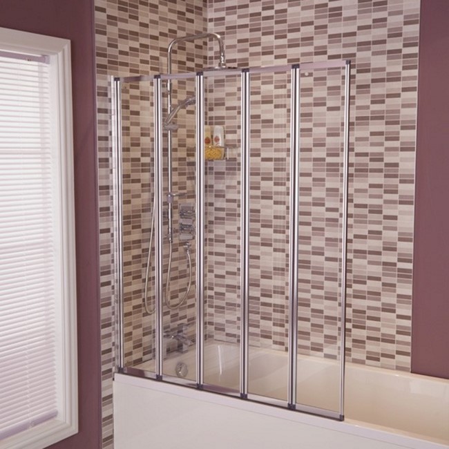 Large Straight 5 Fold Bath Shower Screen - H1400 x W1200mm