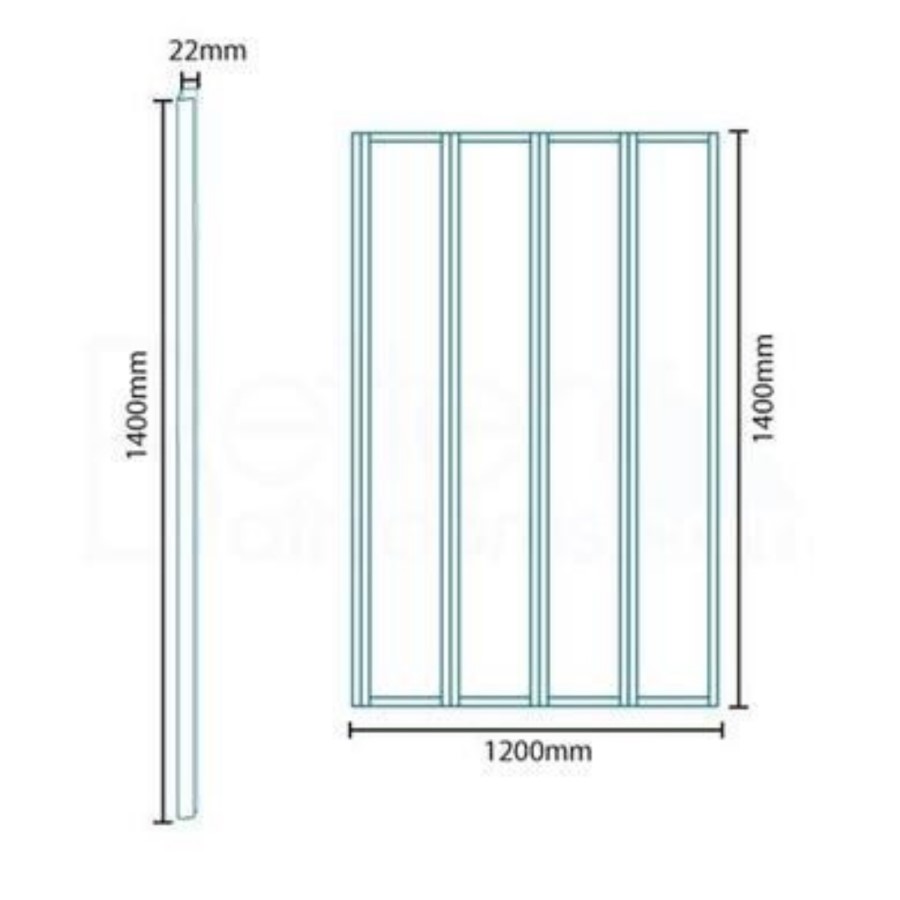 Large Straight 5 Fold Bath Shower Screen - H1400 x W1200mm