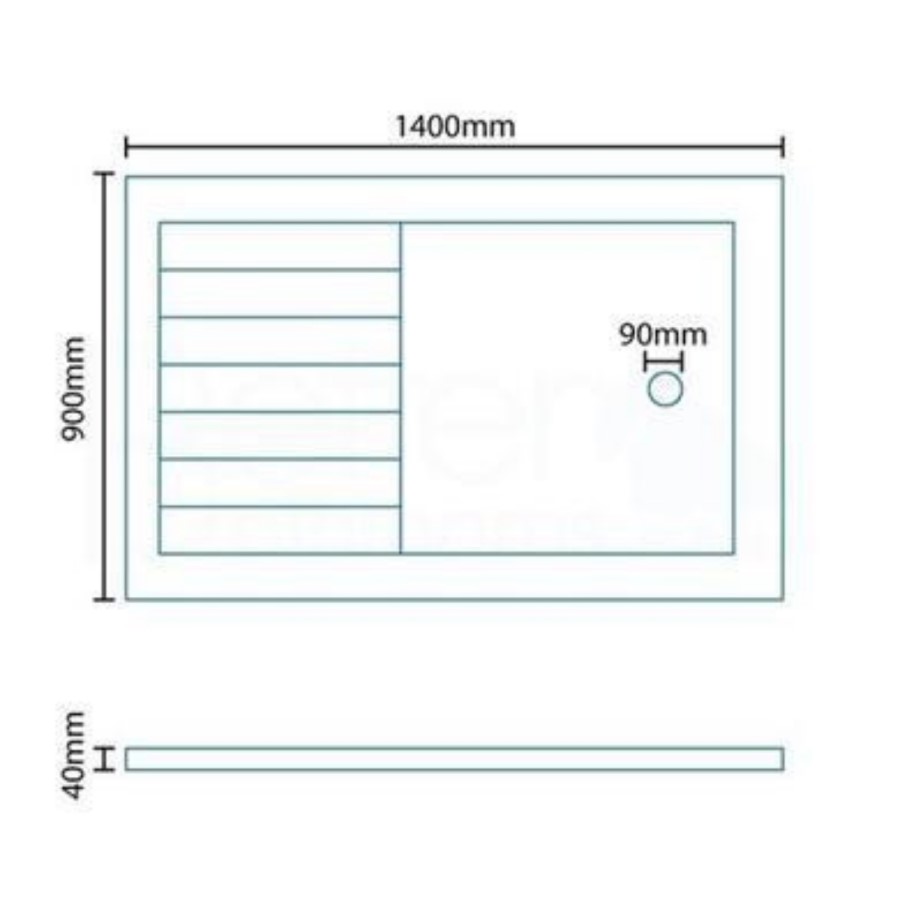 GRADE A1 - Ultralite 1400 x 900 Walk In Shower Tray