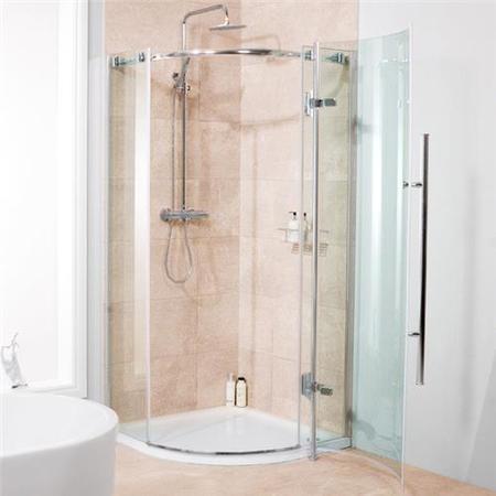 Alona 6mm 800 x 800 Frameless Hinged Door Quadrant Shower Enclosure