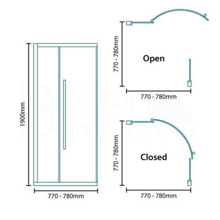 Alona 6mm 800 x 800 Frameless Hinged Door Quadrant Shower Enclosure