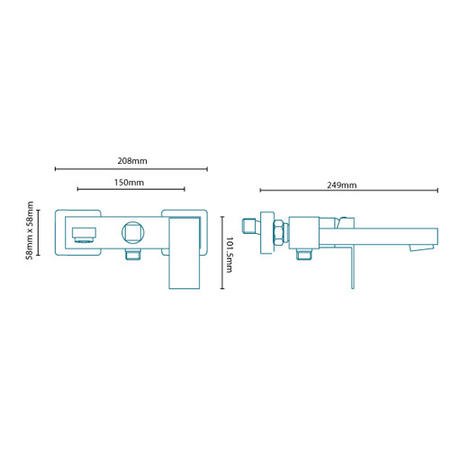 GRADE A1 - Cube Wall Mounted Bath Shower Mixer
