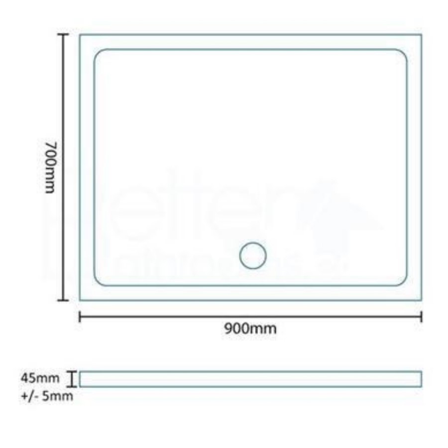 Rectangular Low Profile Shower Tray 900 x 700mm - Slim Line