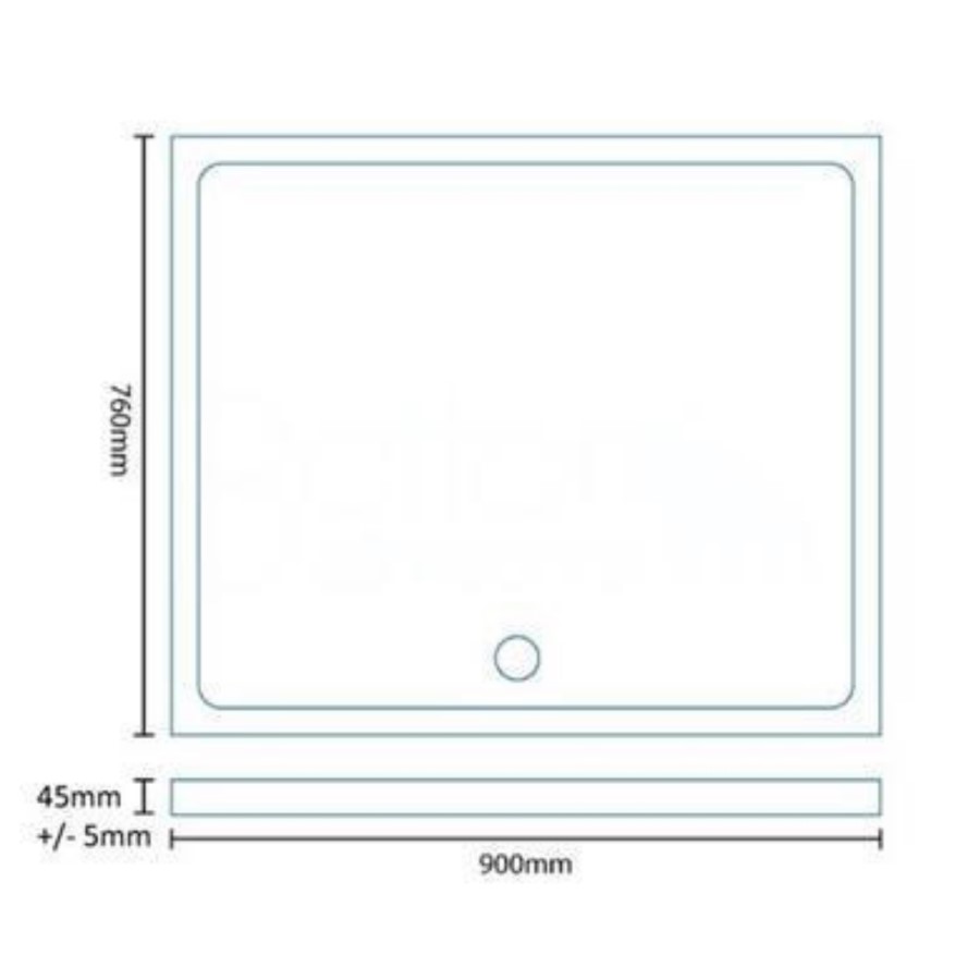 Rectangular Low Profile Shower Tray 900 x 760mm - Slim Line