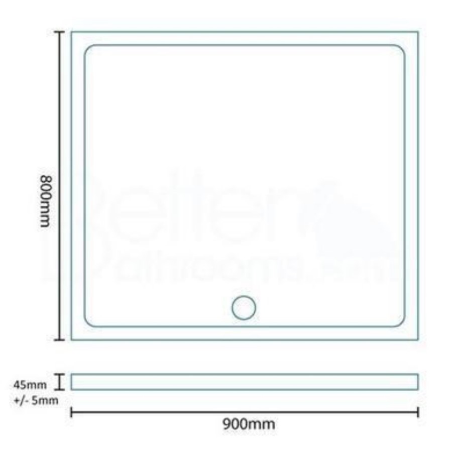 Rectangular Low Profile Shower Tray 900 x 800mm - Slim Line