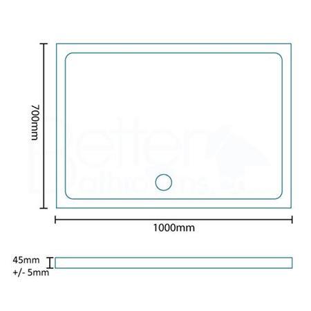 Stone Resin Low Profile Rectangular Shower Tray 1000 x 700mm- Slim Line