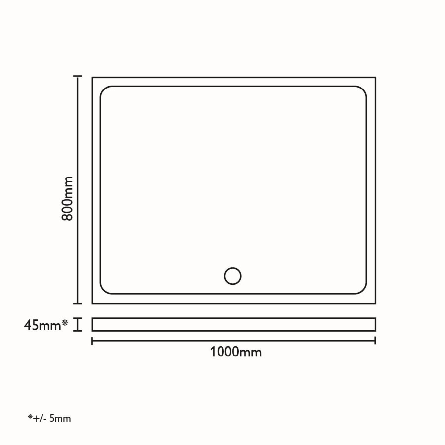 Rectangular Low Profile Shower Tray 1000 x 800mm - Slim Line