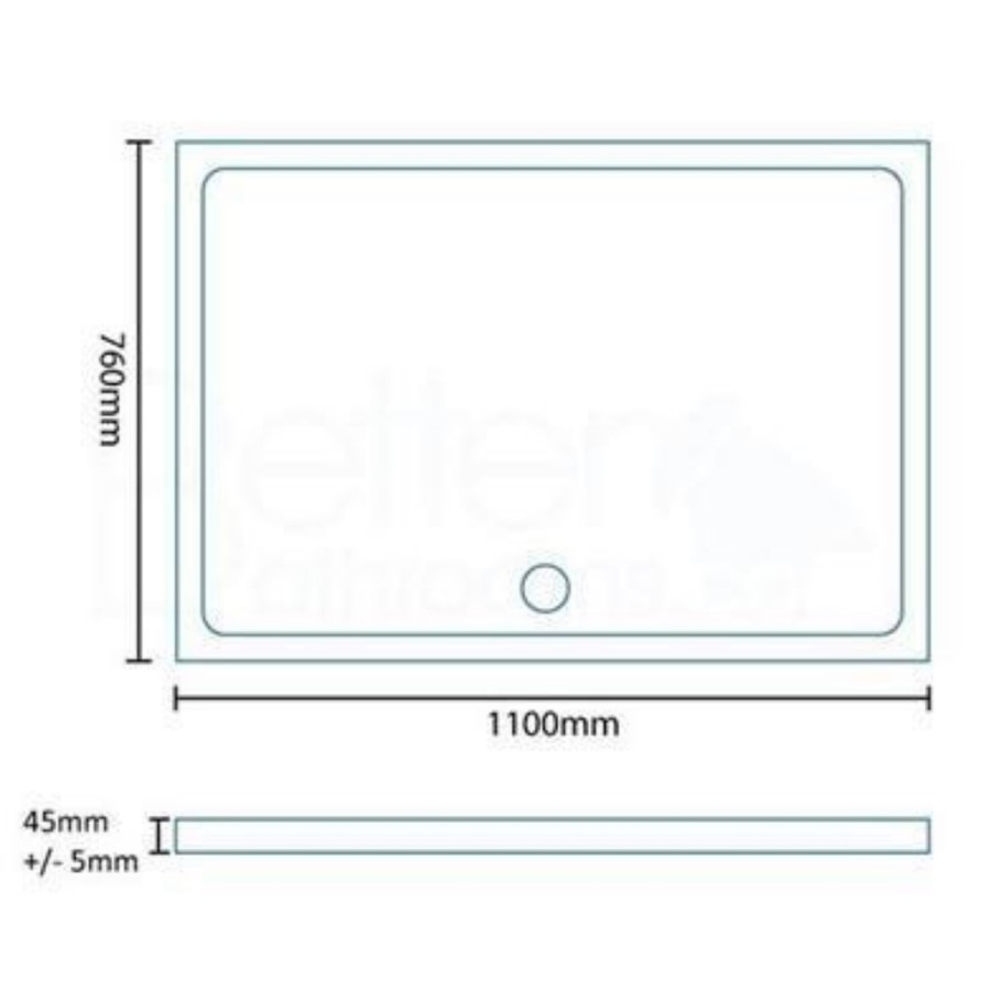 Stone Resin Low Profile Rectangular Shower Tray 1100 x 760mm - Slim Line