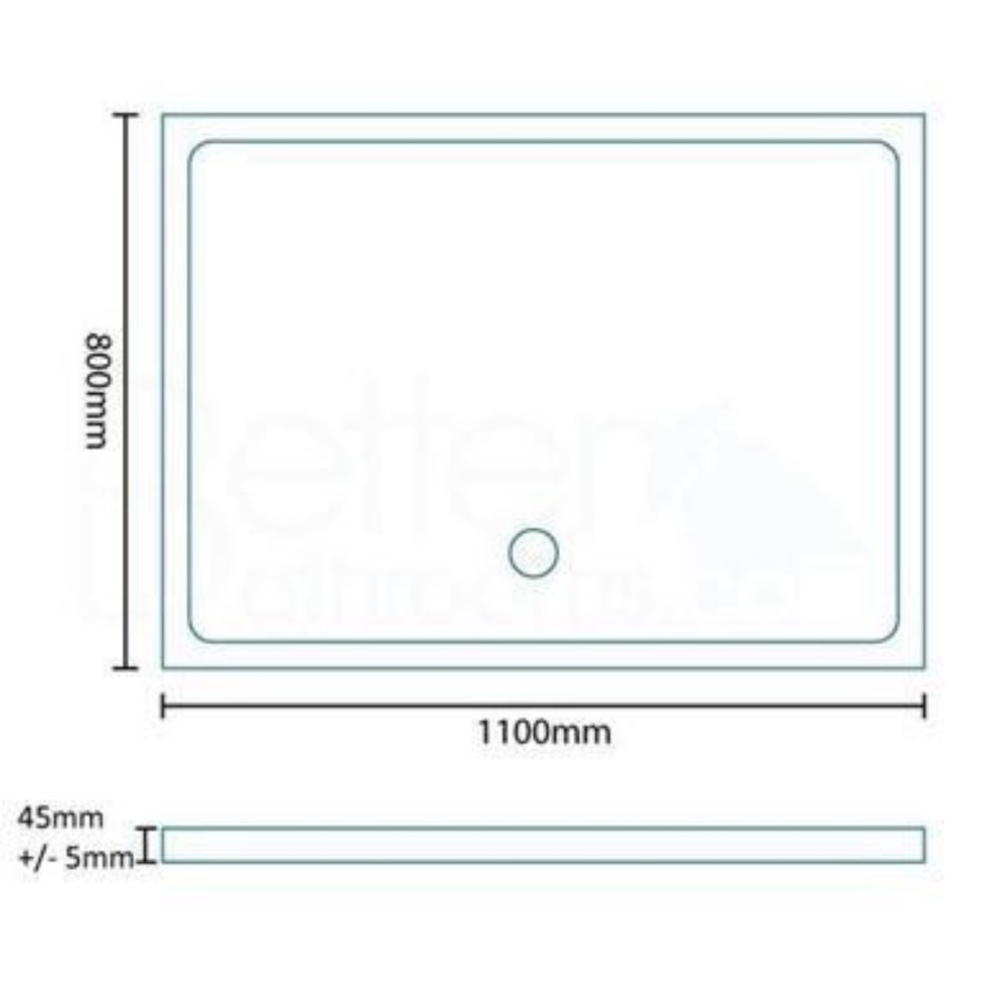 Low Profile Rectangular Shower Tray 1100 x 800mm Stone Resin - Slim Line