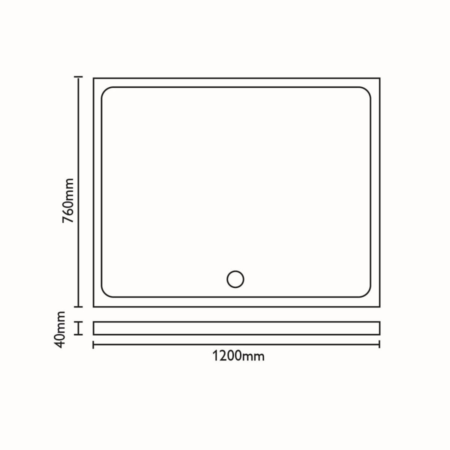 Rectangular Low Profile Shower Tray 1200 x 760mm - Slim Line