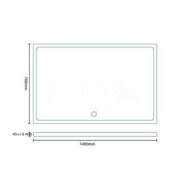 Stone Resin Low Profile Rectangular Shower Tray 1400 x 760mm - Slim Line
