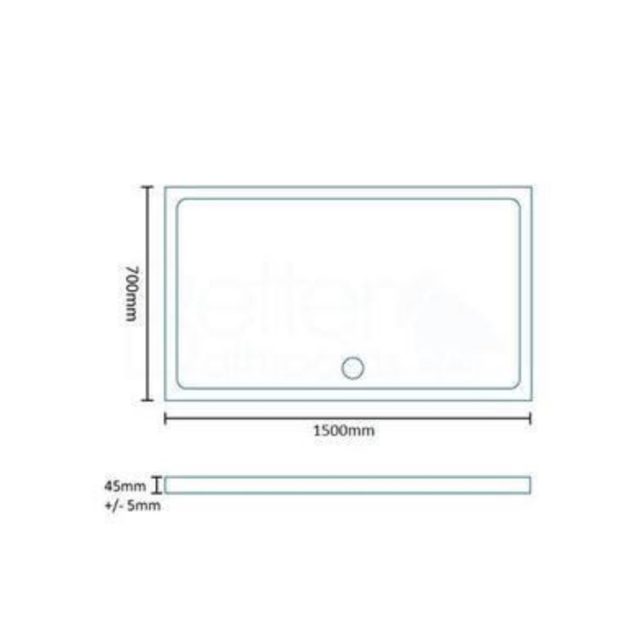 Stone Resin Low Profile Rectangular Shower Tray 1500 x 700mm   - Slim Line