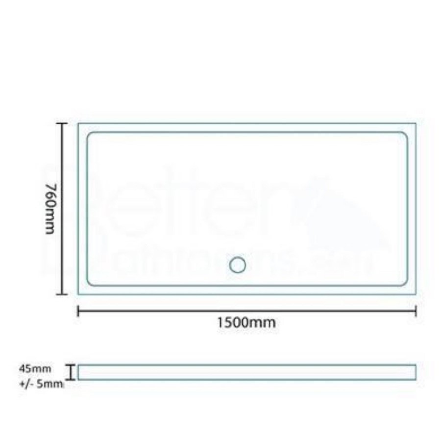 Stone Resin Low Profile Rectangular Shower Tray 1500 x 760mm  - Slim Line