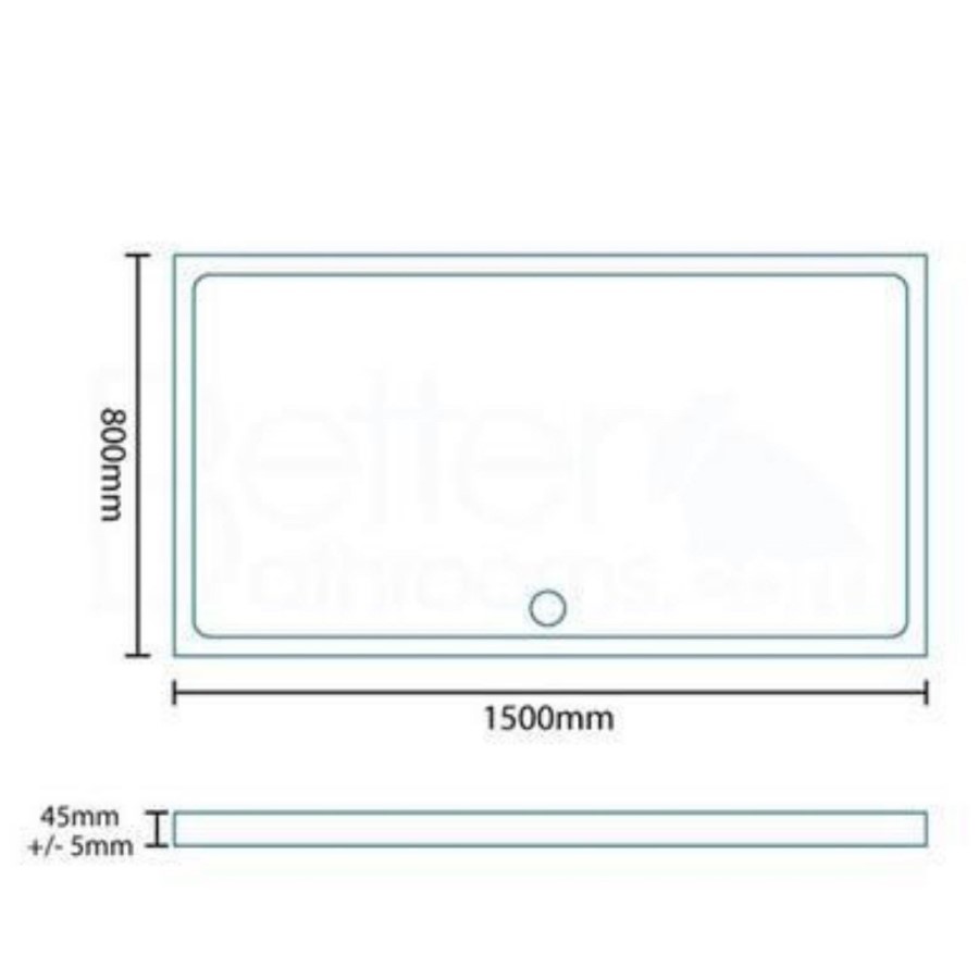 Rectangular Low Profile Shower Tray 1500 x 800mm - Slim Line