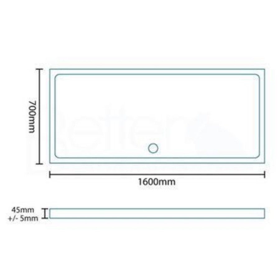 Low Profile Rectangular Shower Tray 1600 x 700mm Stone Resin - Slim Line