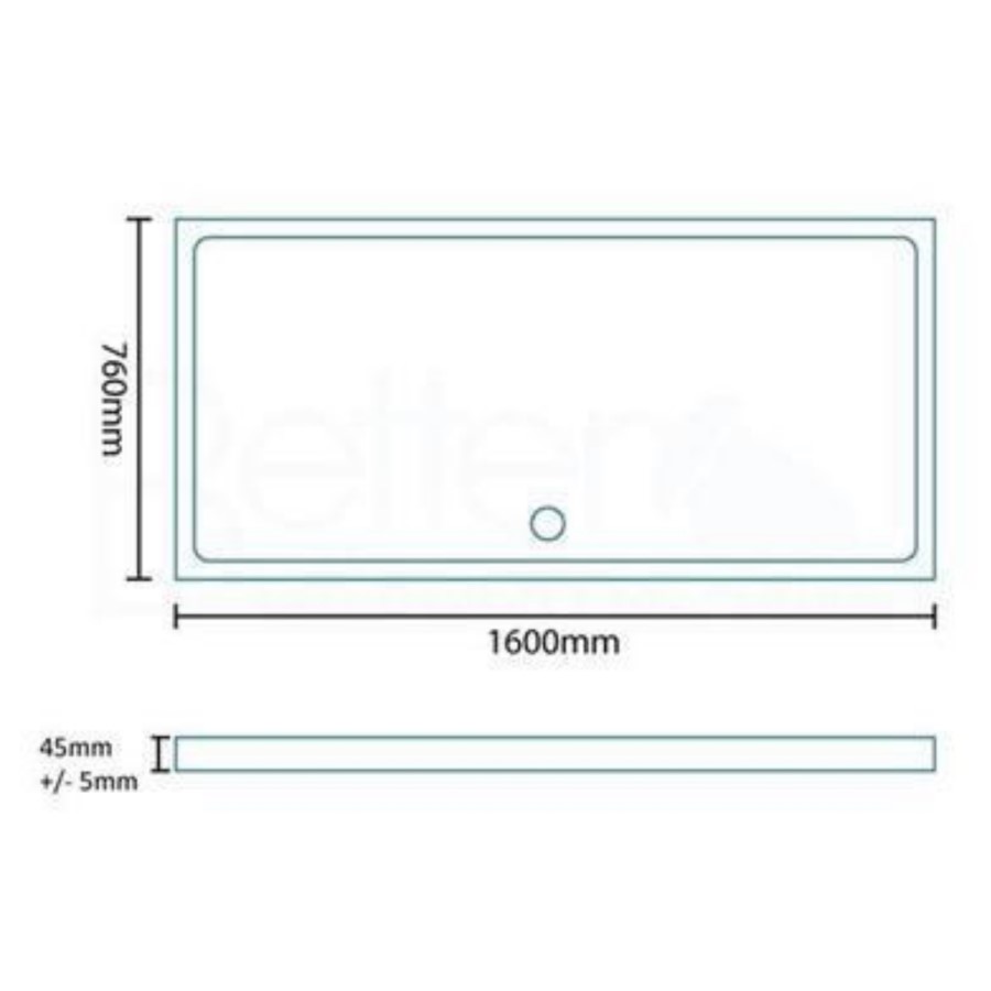 Low Profile Rectangular Shower Tray 1600 x 760mm Stone Resin - Slim Line