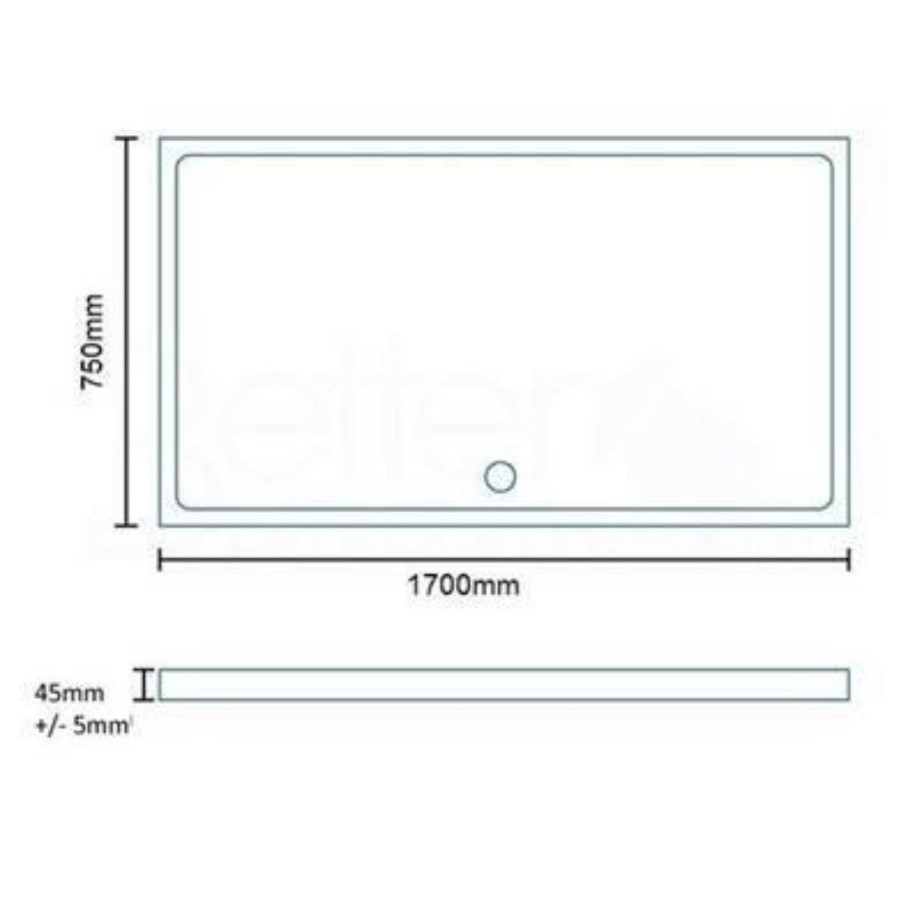 Low Profile Rectangular Shower Tray 1700 x 750mm Stone Resin - Slim Line