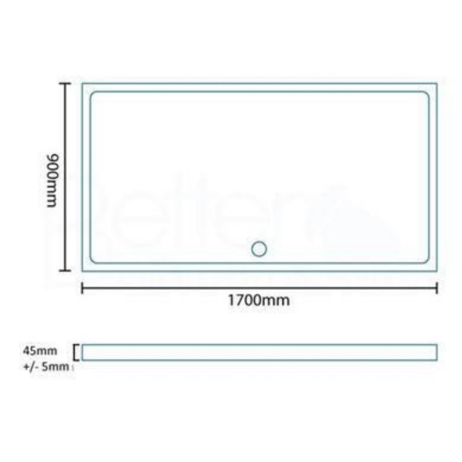 Low Profile Rectangular Shower Tray 1700 x 900mm Stone Resin - Slim Line