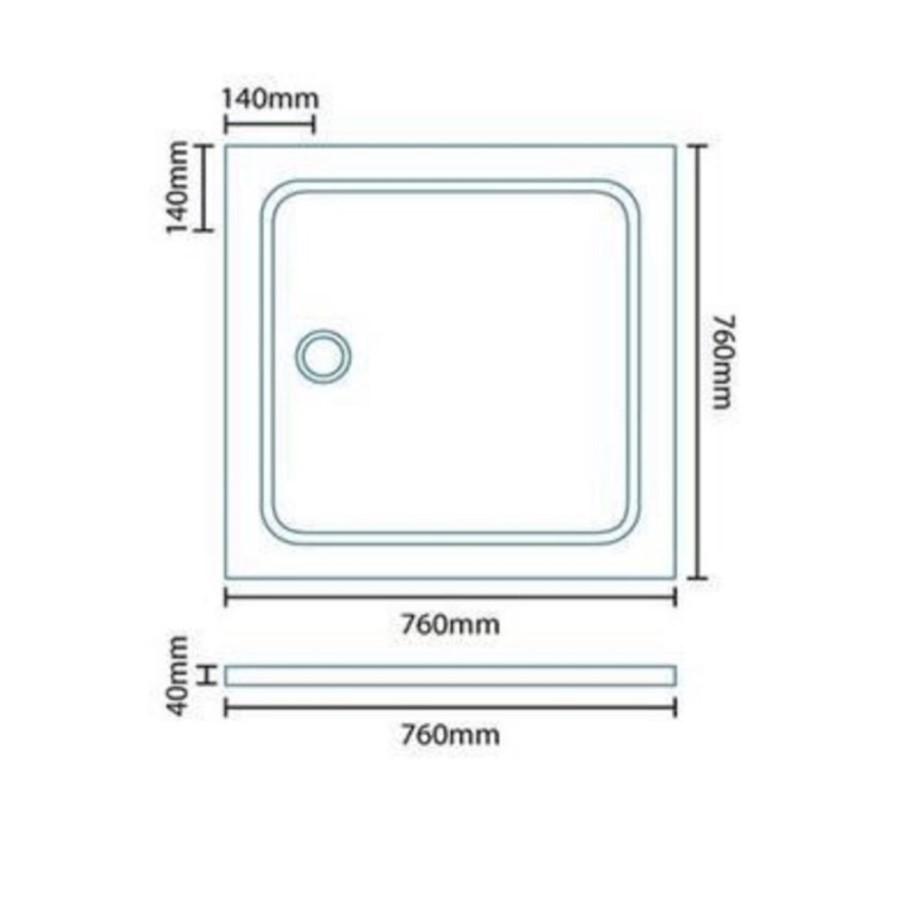 Square Low Profile Shower Tray 760 x 760mm - Slim Line