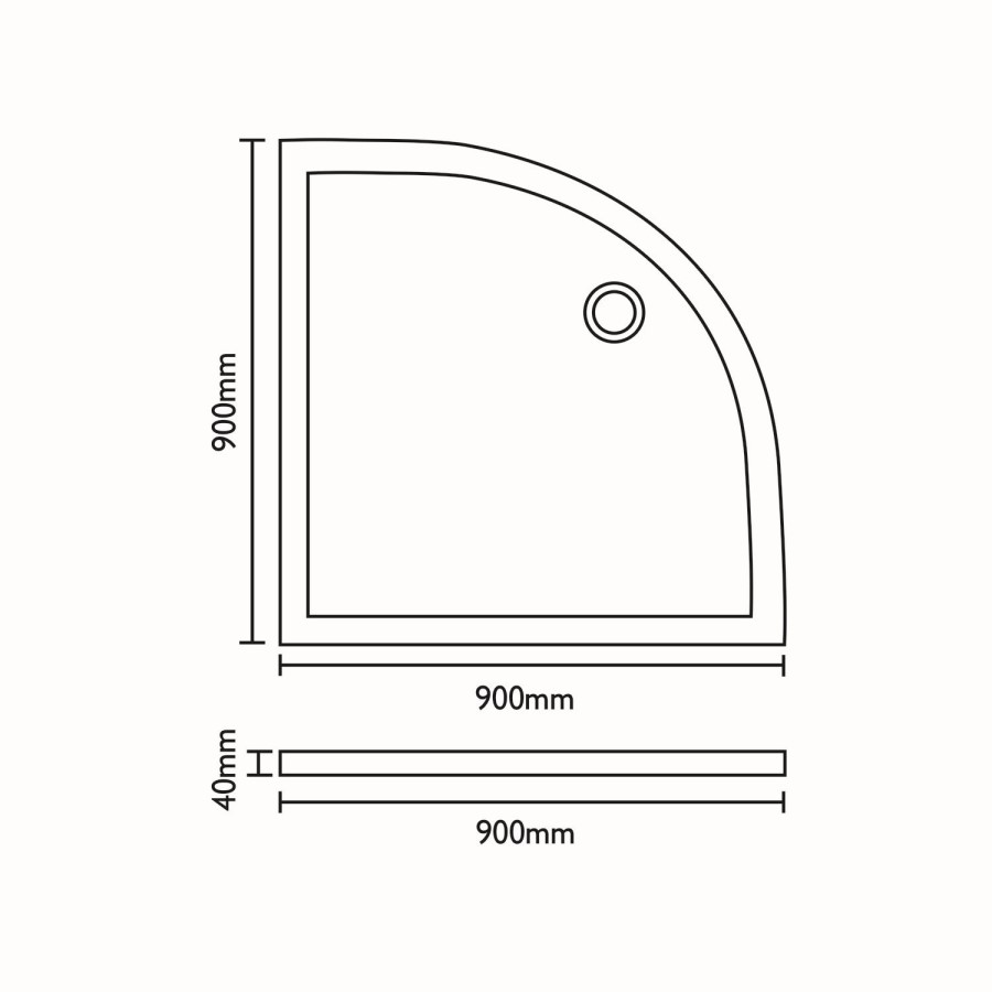 Quadrant Low Profile Shower Tray 900 x 900mm - Slim Line