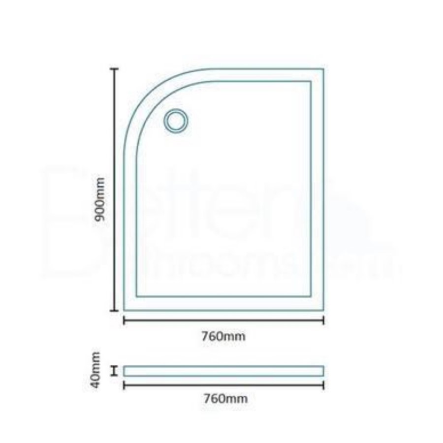 Low Profile Left Hand Offset Quadrant Shower Tray 900 x 760mm Stone Resin - Slim Line