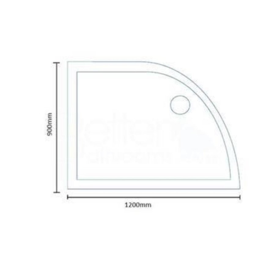 Left Hand Offset Quadrant Low Profile Shower Tray 1200 x 900mm - Slim Line