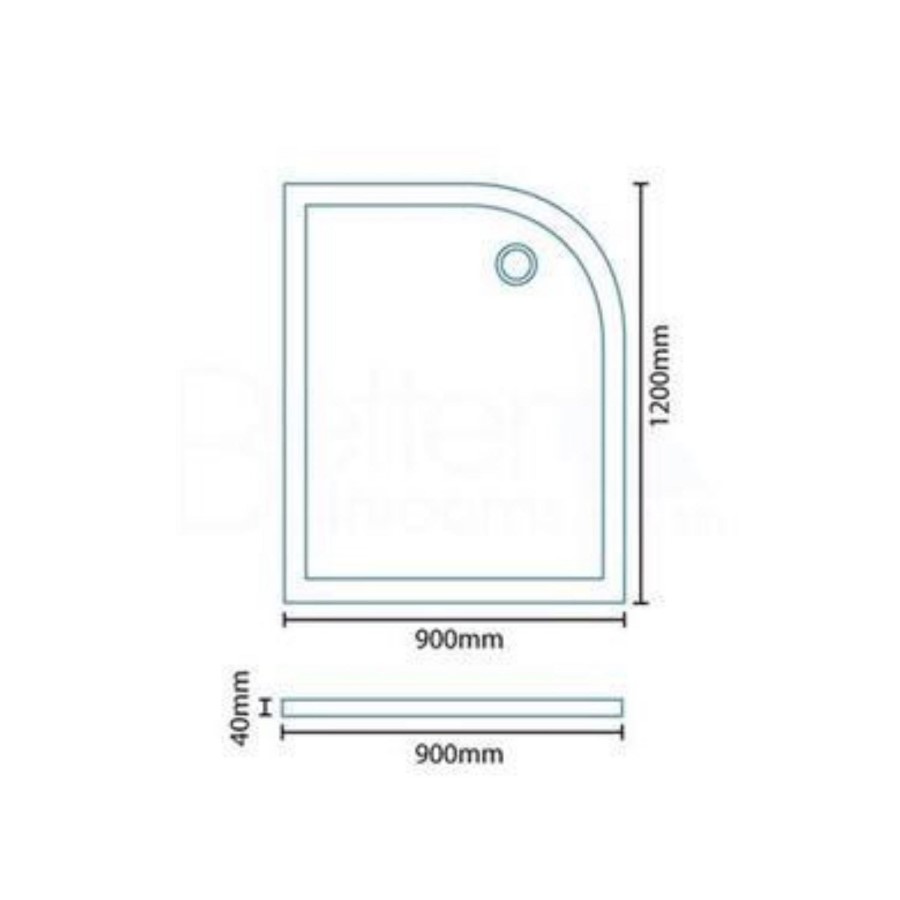 Right Hand Offset Quadrant Low Profile Shower Tray 1200 x 900mm - Slim Line