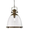 Industrial Antique Brass Pendant Light With Clear Glass Shade