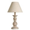 Washed Wooden Cream Table Lamp With Spindle Ball Base