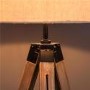 Wooden Floor Lamp With Cream Linen Shade 
