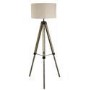 Wooden Floor Lamp With Cream Linen Shade 