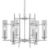 Milo Chrome 6 Light Fitting With Clear Glass Cylinder Shades