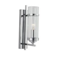Milo Chrome Clear Glass Cylinder Shade Wall Light