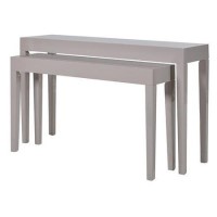 Set of 2 Taupe High Gloss Modern Console Tables