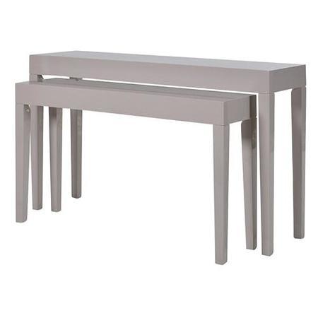 Set of 2 Taupe High Gloss Modern Console Tables