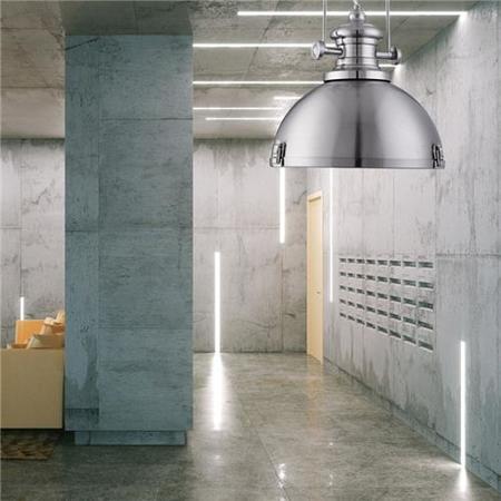 Industrial Satin Silver Pendant Light With Acrylic Diffuser