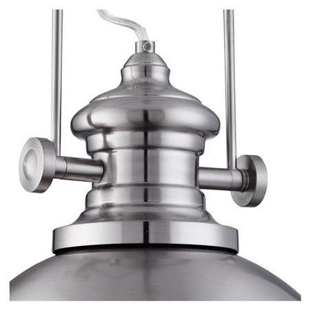 Industrial Satin Silver Pendant Light With Acrylic Diffuser