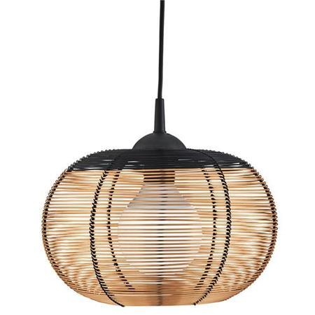 Dome Cage Copper Pendant Light With Black Trim