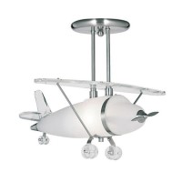 Novelty Satin Silver Airplane Light With Frosted Glass