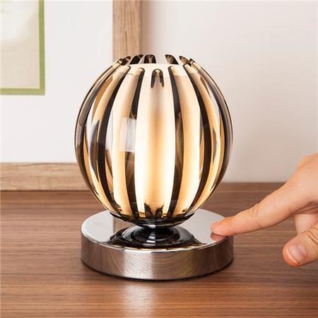 Chrome Touch Table Lamp With Smokey Acrylic & Frosted Glass