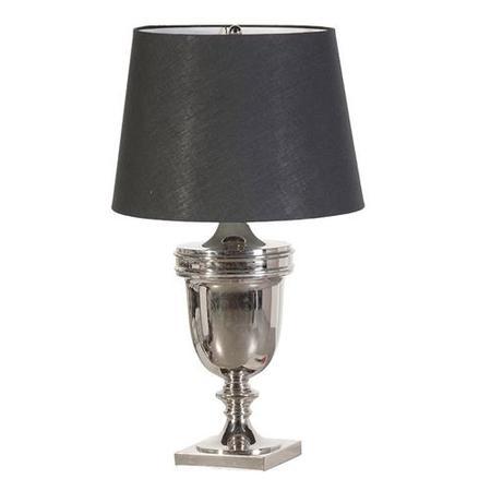 Nickel Finish Urn Table Lamp With Black Shade